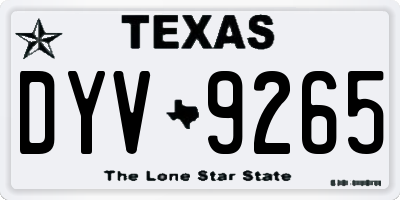 TX license plate DYV9265