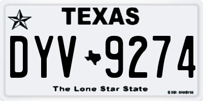 TX license plate DYV9274