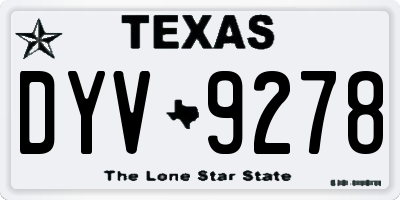 TX license plate DYV9278
