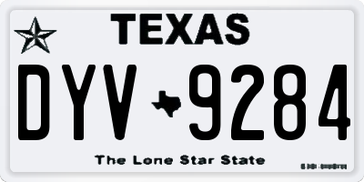 TX license plate DYV9284