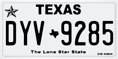 TX license plate DYV9285