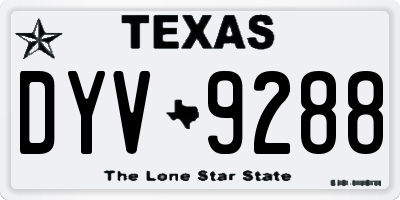 TX license plate DYV9288