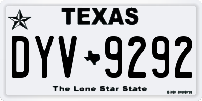 TX license plate DYV9292