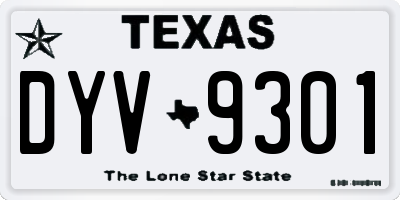 TX license plate DYV9301
