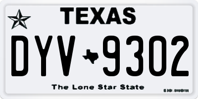 TX license plate DYV9302