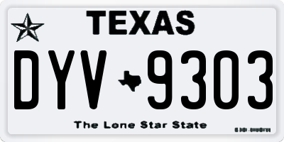 TX license plate DYV9303