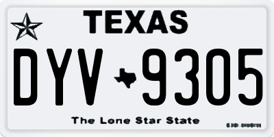 TX license plate DYV9305
