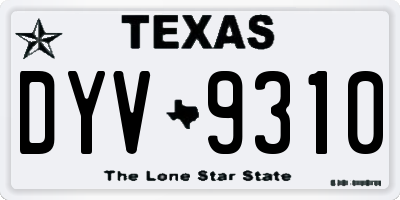 TX license plate DYV9310