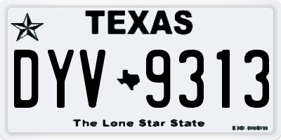TX license plate DYV9313
