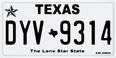 TX license plate DYV9314