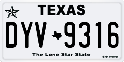 TX license plate DYV9316