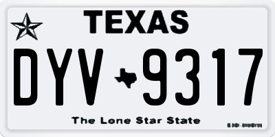 TX license plate DYV9317