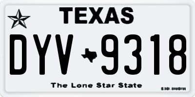 TX license plate DYV9318