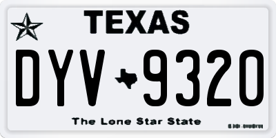 TX license plate DYV9320