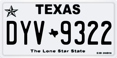TX license plate DYV9322