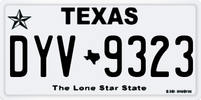 TX license plate DYV9323