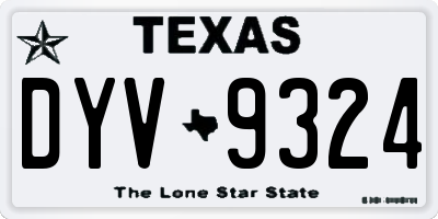 TX license plate DYV9324
