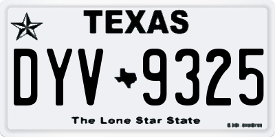 TX license plate DYV9325