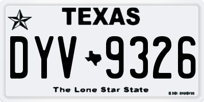 TX license plate DYV9326