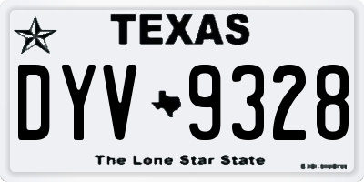 TX license plate DYV9328
