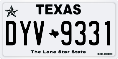 TX license plate DYV9331
