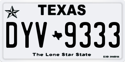 TX license plate DYV9333