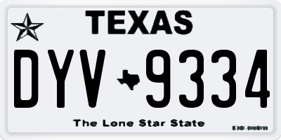 TX license plate DYV9334