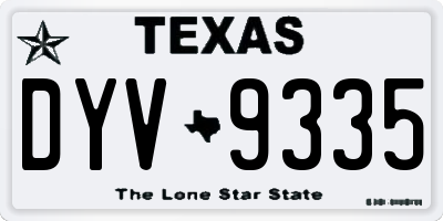 TX license plate DYV9335