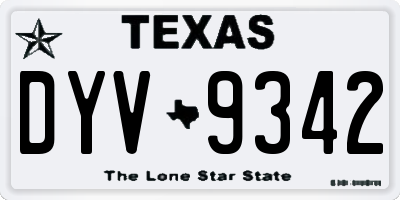 TX license plate DYV9342