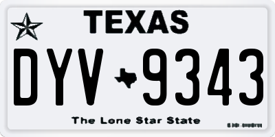 TX license plate DYV9343