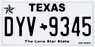 TX license plate DYV9345