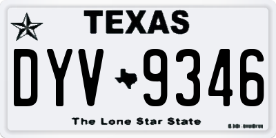 TX license plate DYV9346
