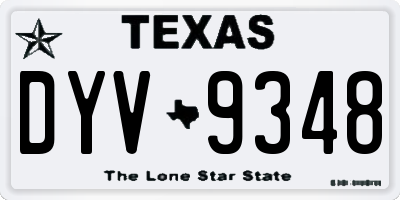 TX license plate DYV9348