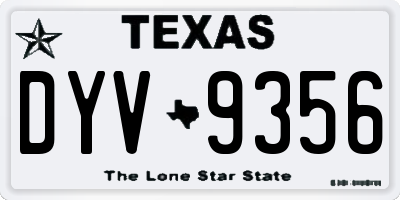 TX license plate DYV9356