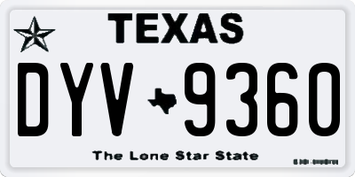 TX license plate DYV9360