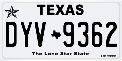 TX license plate DYV9362