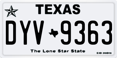TX license plate DYV9363