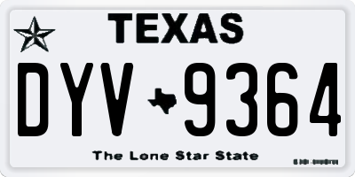 TX license plate DYV9364
