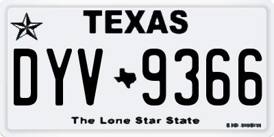TX license plate DYV9366