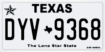 TX license plate DYV9368