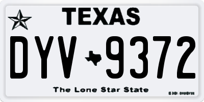 TX license plate DYV9372