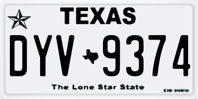 TX license plate DYV9374