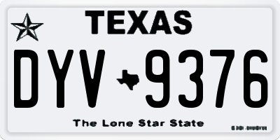 TX license plate DYV9376