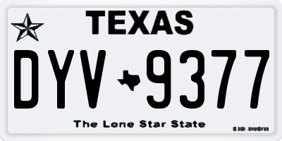 TX license plate DYV9377