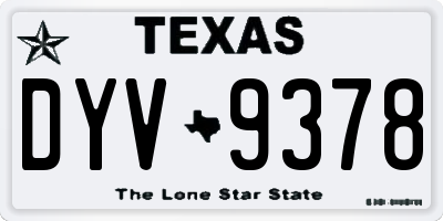TX license plate DYV9378