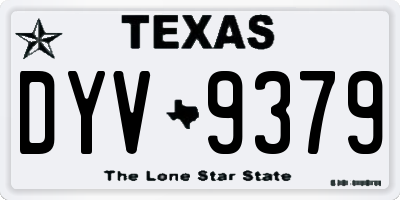 TX license plate DYV9379