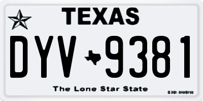 TX license plate DYV9381