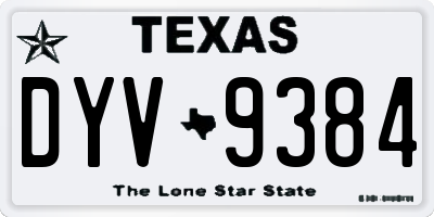 TX license plate DYV9384