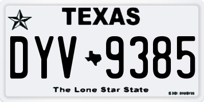 TX license plate DYV9385