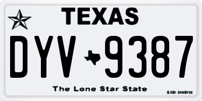 TX license plate DYV9387